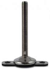 Stainless steel feet – heavy load – Stainless steel adjustable feet Ø 60 with fixing, 10° tilting screw, vulcanized pad